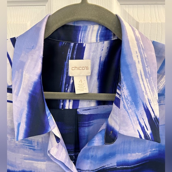 Chicos - Silky watercolor blues blouse - Picture 3 of 3